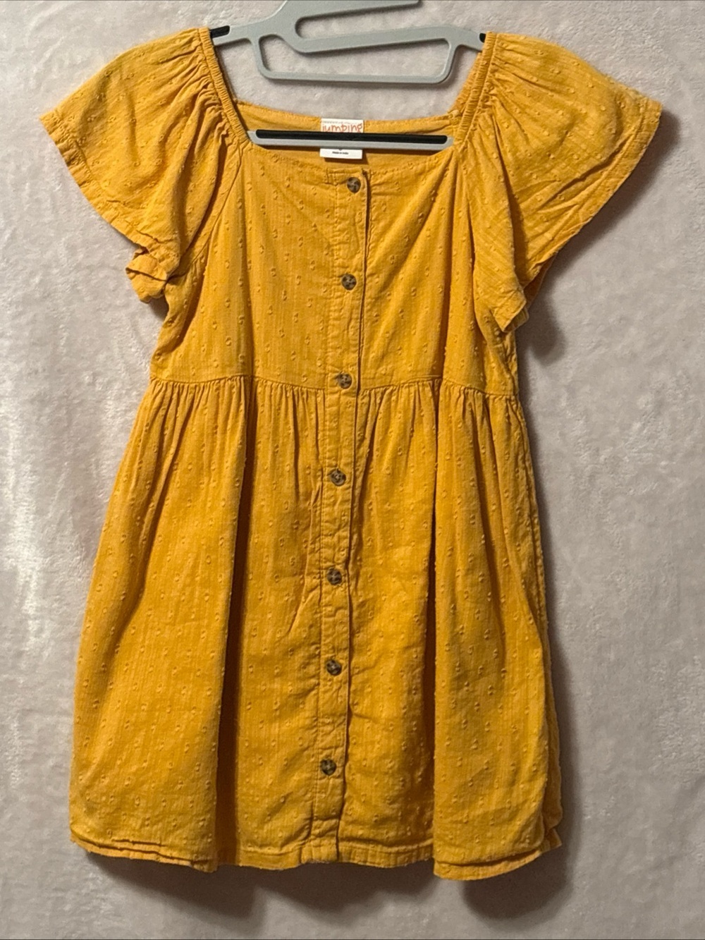 jumping beans Mustard Yellow Button-Front Casual Girl's Dress